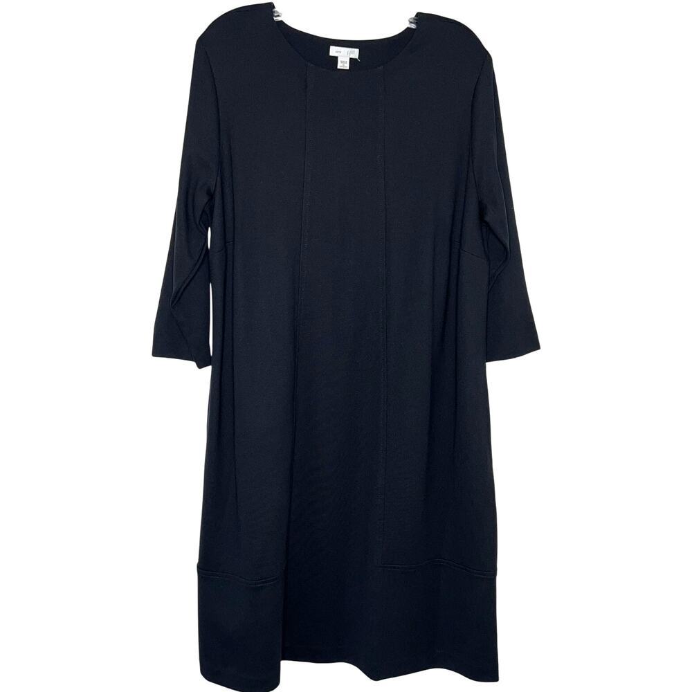 J. Jill Ponte Women Solid Black Sheath Minimalist Midi Dress Casual Plus Size 1X